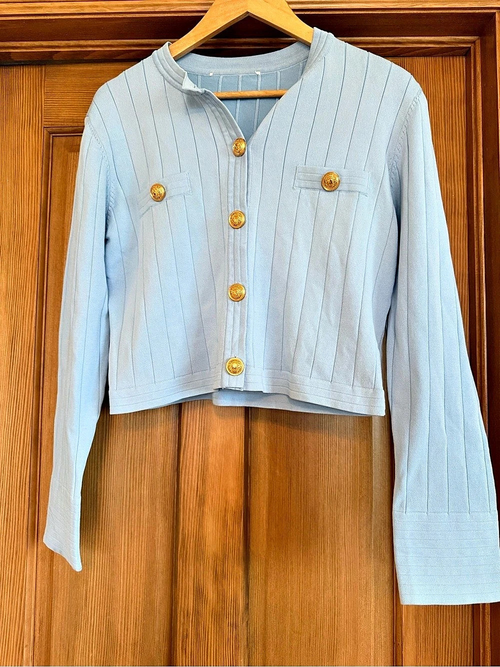 Blue Striped Cropped Jacket Like New
